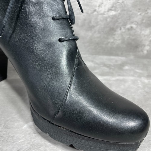 Paul Green Damen-Schnürstiefeletten weiches schwarzes Leder hoher Absatz Größe 8 - Bild 11 von 13