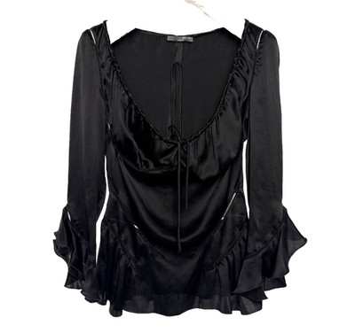 Alexander McQueen 2002 Silk Blouse 'Supercalifragilistic' Black, 38