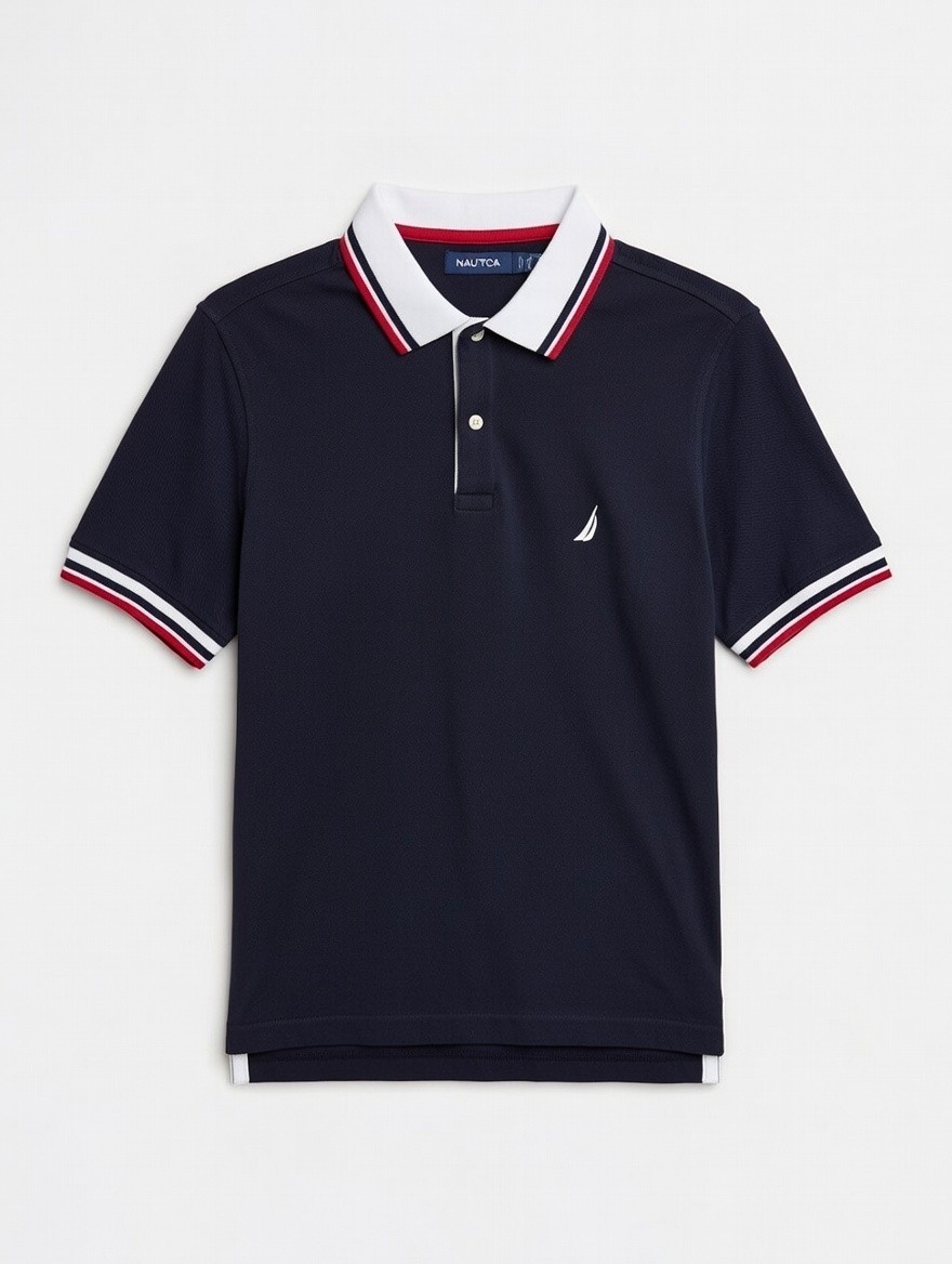 Nautica Navy Polo Shirt Men's Short Sleeve Embroidered Logo Size Medium