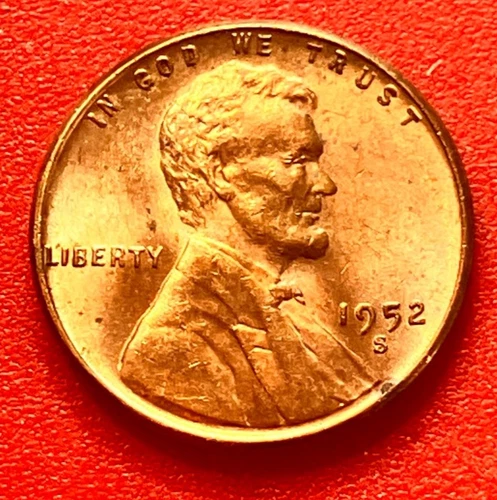 1952-S Lincoln Wheat Cent Penny GEM RD BU From an Original Bank Roll