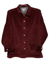 Vtg Cabin Creek Wide Wale Corduroy Jacket Women’s XL Chore Barn Burgundy Coat