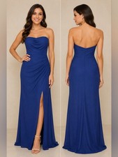 NWT Azazie Kalea Royal Blue Strapless Bridesmaid Formal Gown Dress US 10 A10