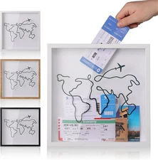 Travel Adventure Archive Shadow Box for Memories,8&12Inch Concert Travel Ticket