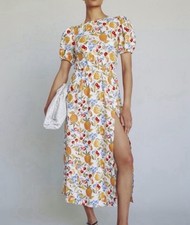 NWOT Reformation Annalise Linen Midi Dress Fruit Pattern Colorful Summer Size 2