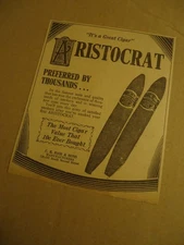 Aristocrat tobacco cigar 1928 newspaper ad