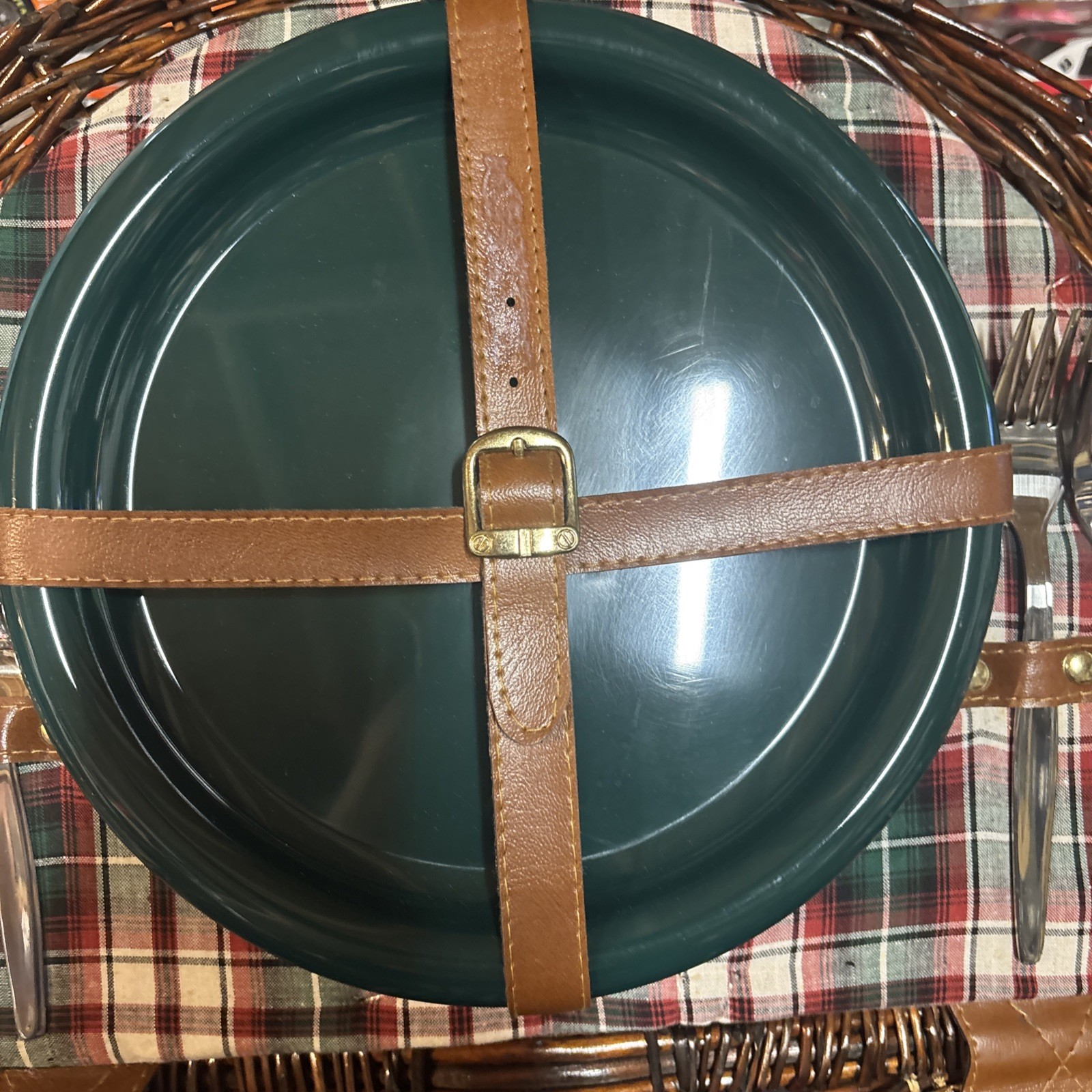 Picnic Time Rattan Bamboo Picnic Basket Plates, Glasses, Silverware Included