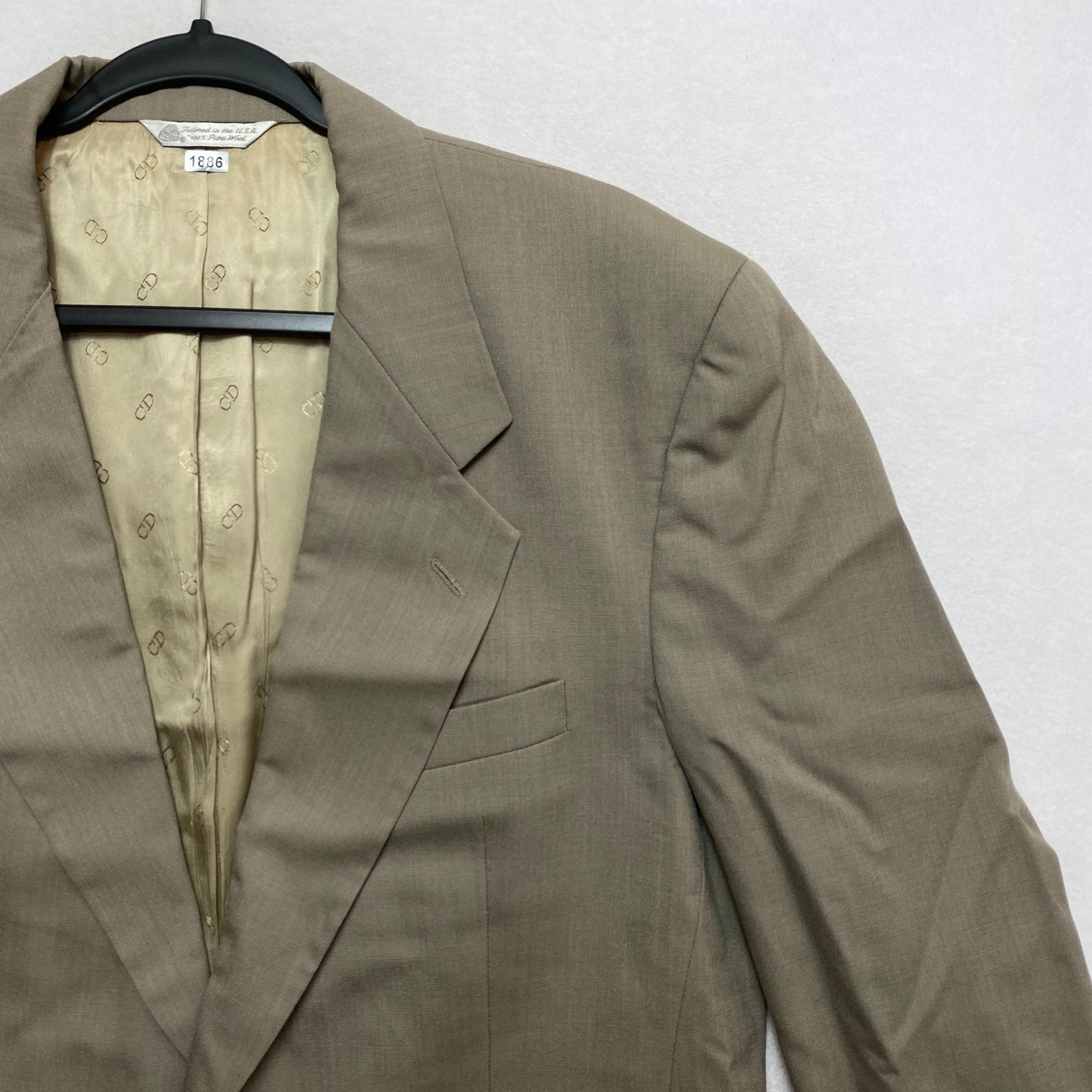 Vintage Christian Dior Le Connaisseur Blazer Mens 42 Tan 100% Wool Jacket Notch  thumbnail 2