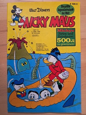 Micky Maus Nr.14 vom 6.4.1968 mit Ausklappseiten, Fußballalbum - TOP Z1