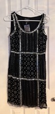 ADRIANNA PAPELL  NWT  Black Sequin Beaded Embellished Dress Sz 6