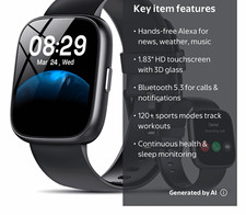 1.83 in HD Touchscreen Smart Watch Bluetooth Calling IP68 Black Silicone Band