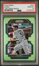 2022 PANINI PRIZM LIME GREEN PRIZM #247 ICHIRO 75/125 PSA 10