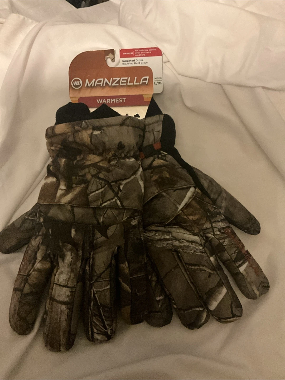 New Manzella Insulated Camo Hunting Gloves SZ L/XL 200 Gram Polyfil Warmest