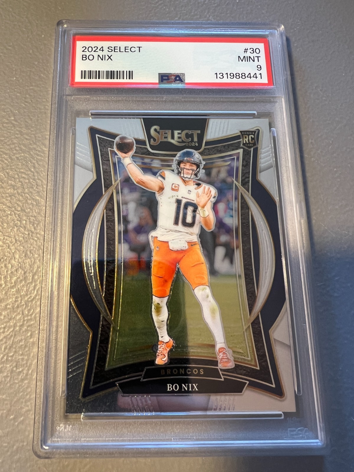 2024 Panini Select - Bo Nix ( Denver Broncos ) Rookie RC #30 - PSA 9
