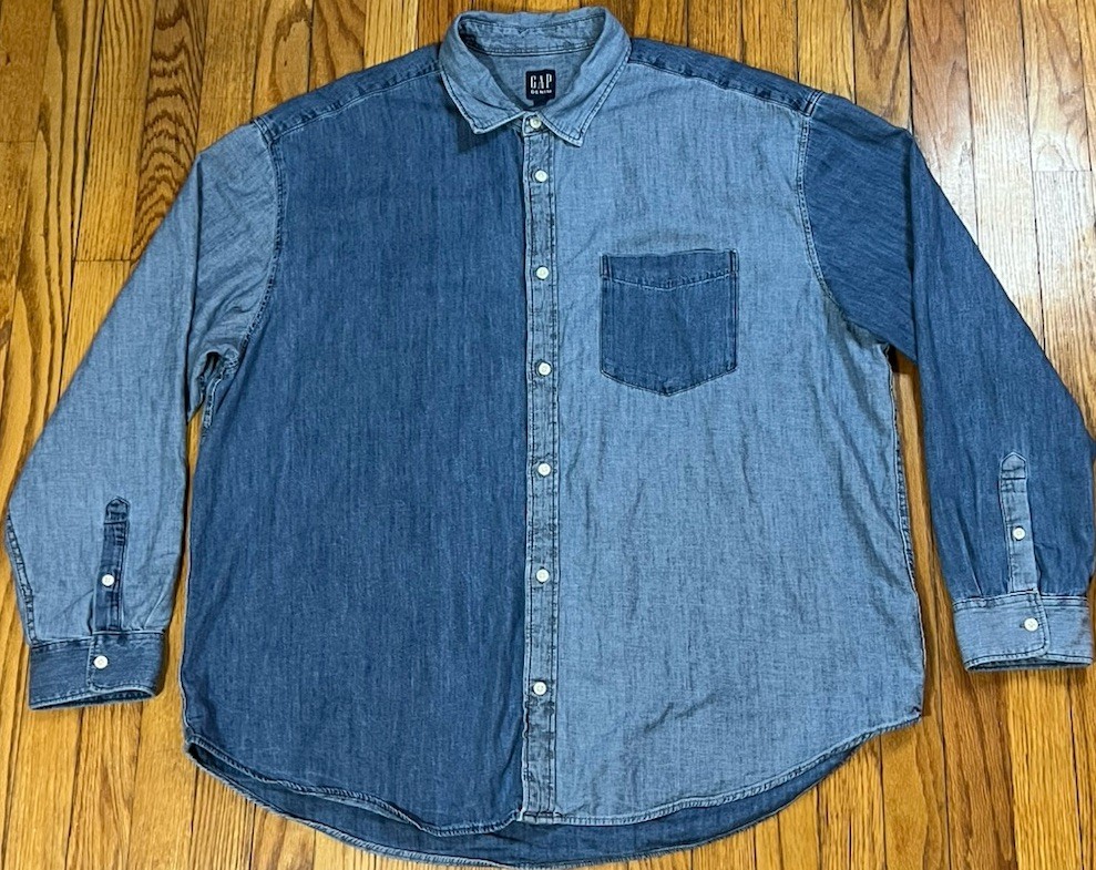 GAP Denim Blue Color Block Patchwork Medium Tint … - image 1