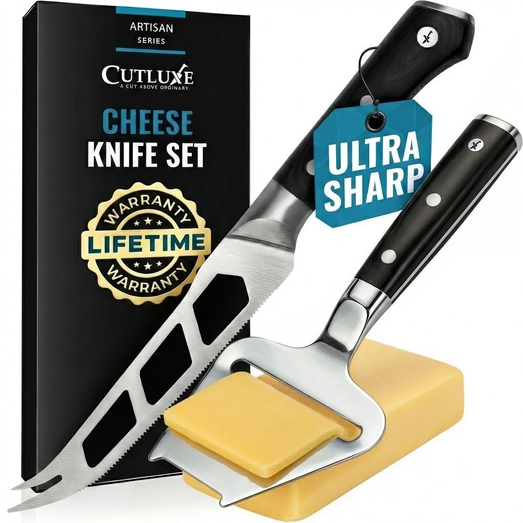 2-PCS Cheese Set – 5″ Stainless Steel & 3.5″ Slicer for Soft & Hard Cheeses -...