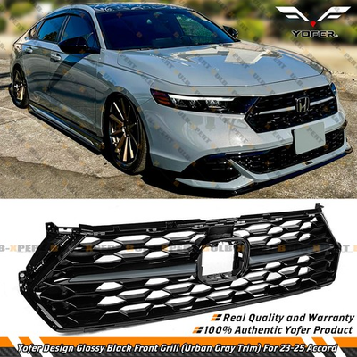 #ad For 2023 2026 Honda Accord Yofer Black Front Mesh Grill Grille Urban Gray Trim $119.99