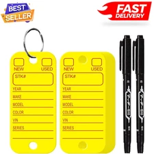 Poly Key Tags Plastic Key Tags w/ 200 Rings & 2 Markers Car Dealer 200 Pieces...