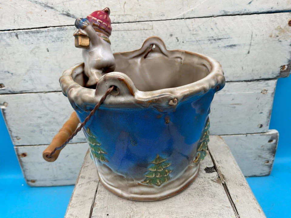 Schneemanneimer aus glasierter Keramik mit Griff - Bild 2 von 4