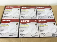 SATCO S3011  40 Watt G40 Light Bulbs 2700K  120 Volts Box of 6