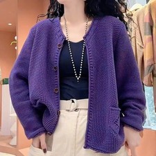 Women Girl Knit Sweater Cardigan Button Long Sleeve Jumper Coat Ethnic Basic
