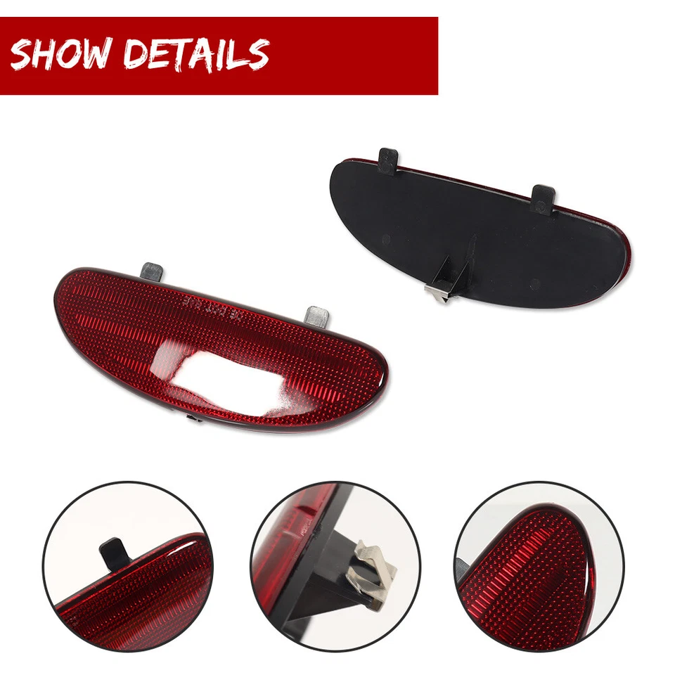 Lente vermelha refletora painel porta Corvette C5 1997 2004 2000 1999 2003 1998 2001 - Imagem 3 de 4