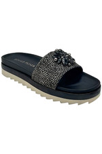 Donald Pliner Women's Lia Calf Hair Embelished Slide Sandal Bone/Black