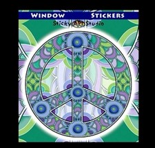 WINDOW STICKER PURPLE PEACE HIPPIE GREEN  PURPLE DECAL COOL COLORS NEW KK225