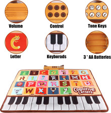 Baby Piano Mat, Musical Keyboard Learning Toys with 26 Letters, Electronic Mu...