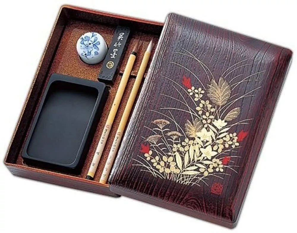 Japanese Calligraphy Set Portable inkstone set Small inkstone box