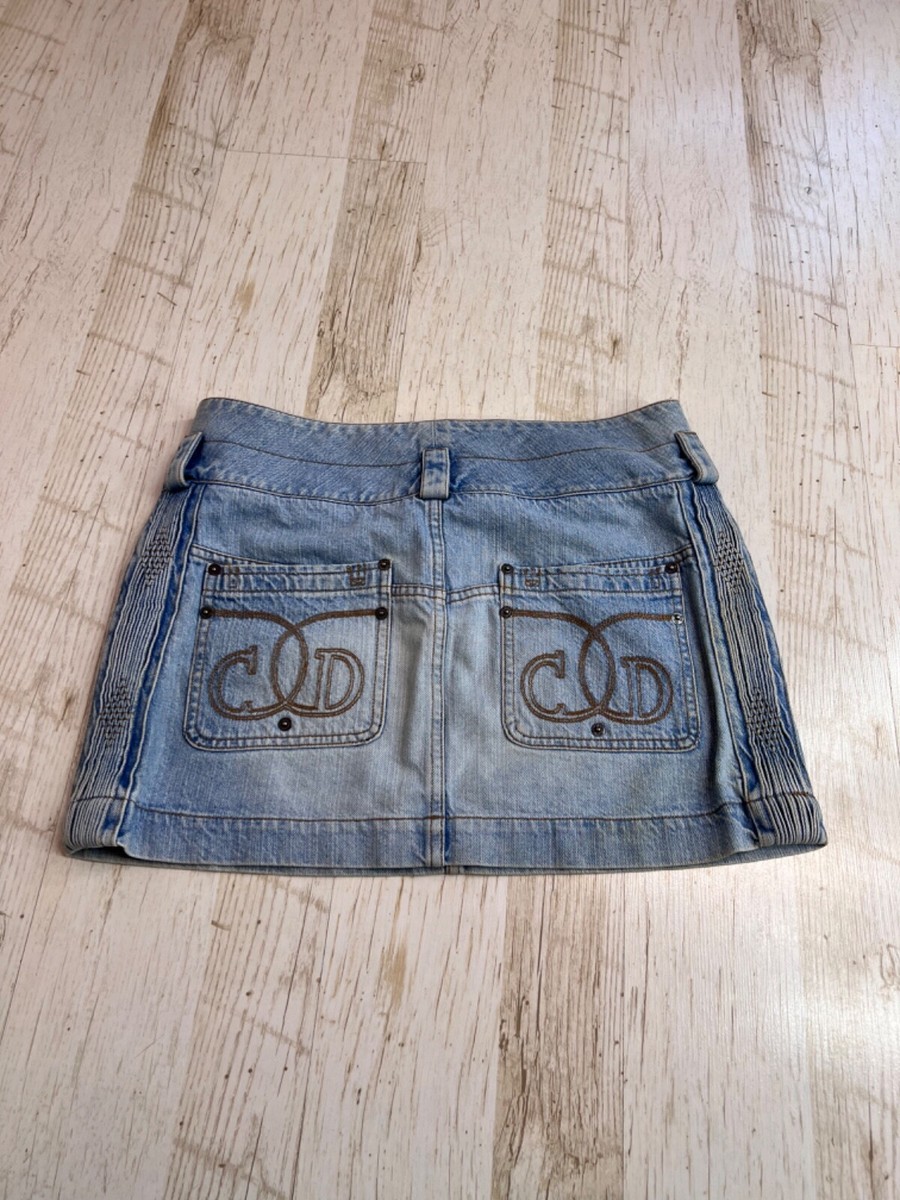 DIOR スカート Baby A-Line Skirt Gray Checkered Cotton Denim | DIOR