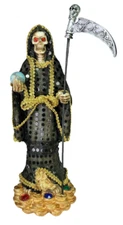 Santa Muerte 13" Statue Holy Death Grim Reaper Skull Black Dress