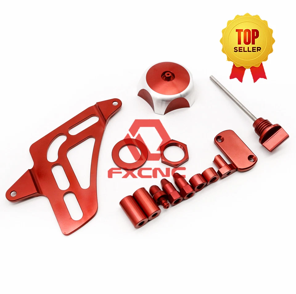 CNC CRF Kit Juego Protector Tapa Gas Fuel Oil Varilla Bomba de Freno para CRF230L Rojo Foto 3 de 4