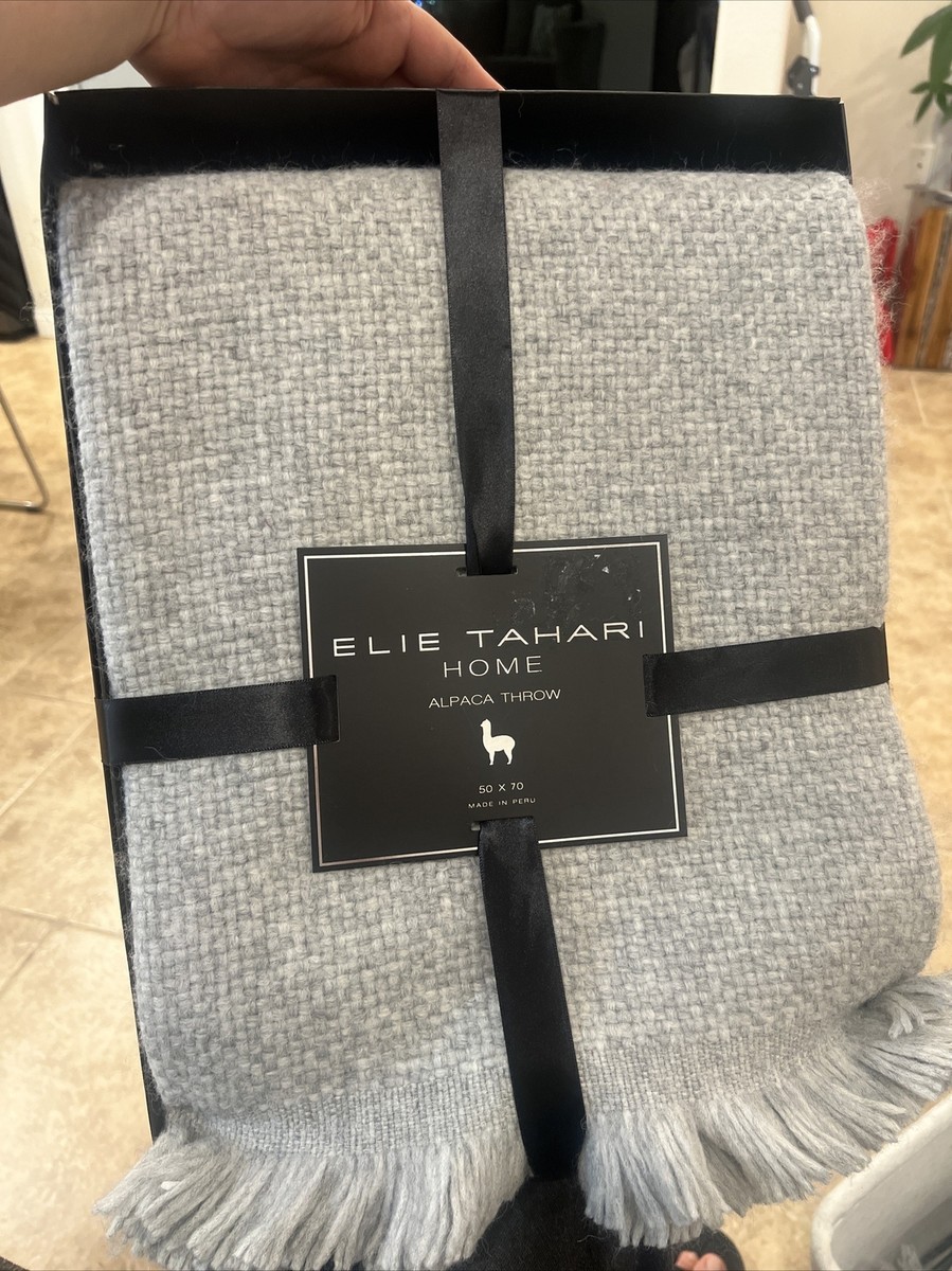 Elie Tahari Home Luxury Baby Alpaca/Merino Wool Throw Heather Gray