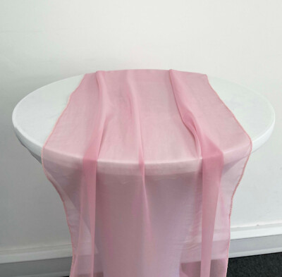 GROSSER CHIFFON TISCHLÄUFER 50CMX6M GEBURTSTAG EVENTS HOCHZEIT DEKO ROSA MOOSGRÜN