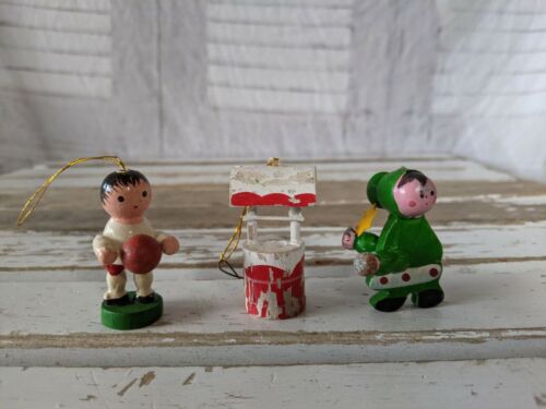 Vintage wooden well basketball star Christmas holiday ornament Set of 3 - Picture 1 of 6