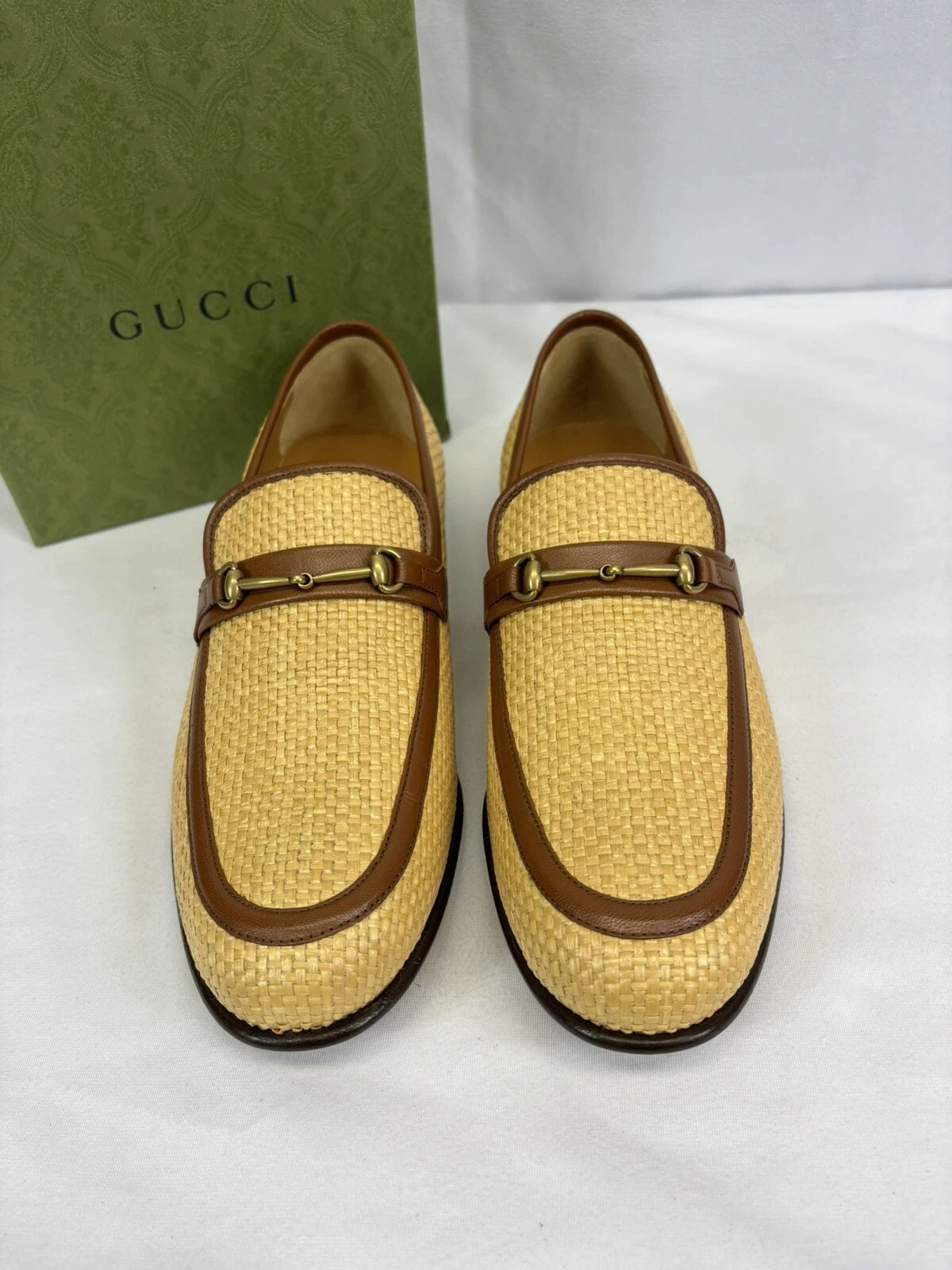 Mocassin homme GUCCI Raphia Horsebit marron taille US 8