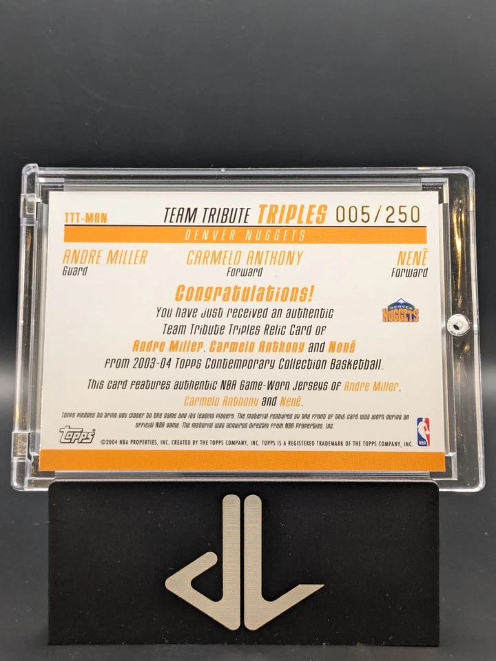2003-4 Topps Cont. Team Tribute Triples, Miller, Carmelo Anthony RC, Nene 5/250 Foto 2 de 2