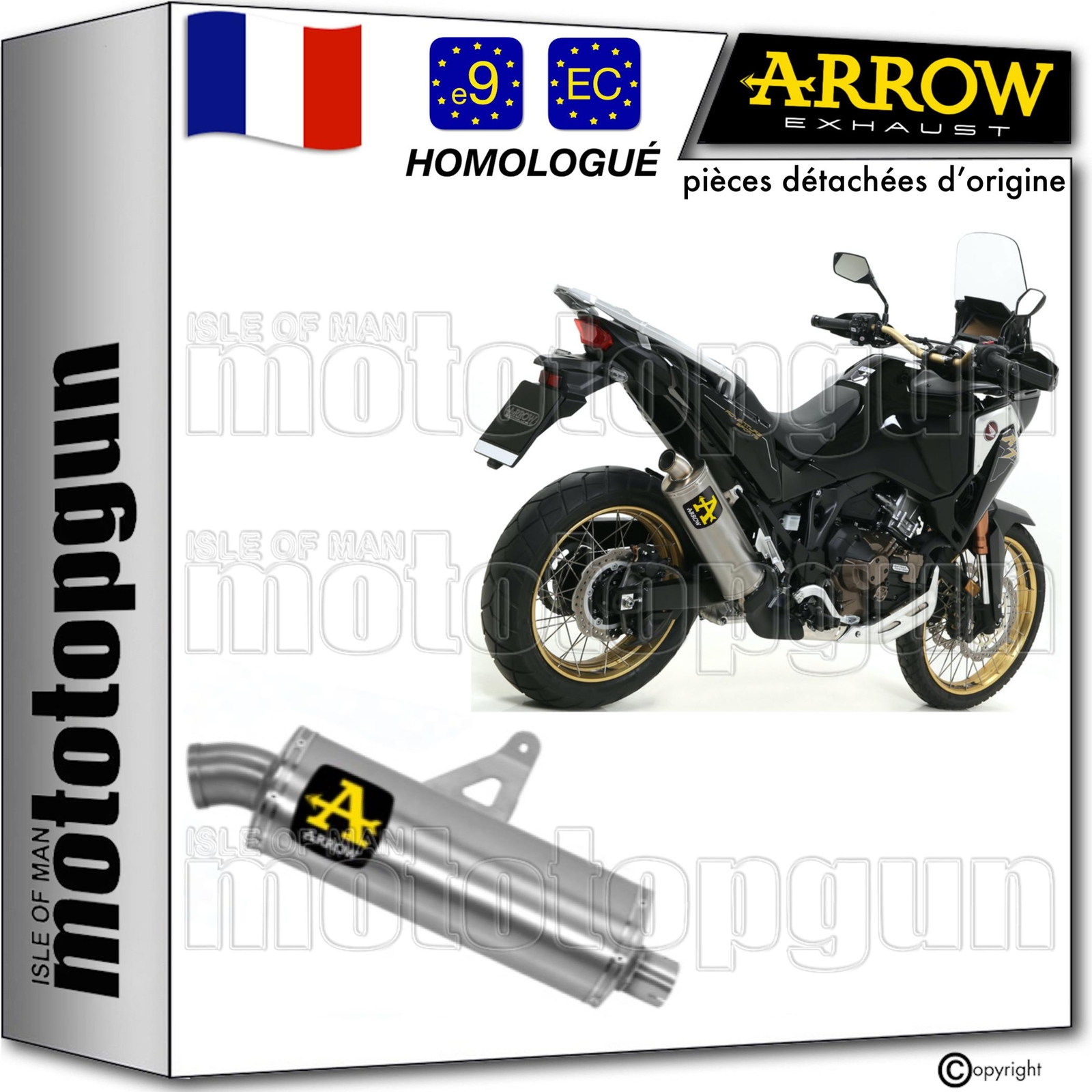 Échappement moto Arrow Maxi Race-Tech pour voyager en Honda Africa Twin 1100 2023