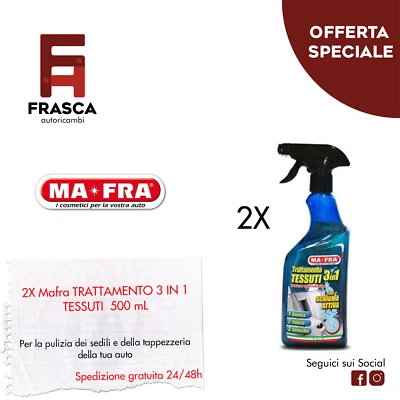 2X Mafra Trattamento Tessuti 3 In 1 Smacchiatore Interno Velluto Alcantara Auto