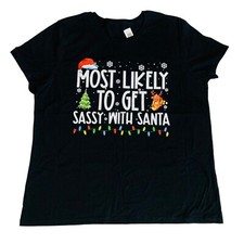 Christmas Family Unisex Tshirt Sz XL Most Likely Get Sassy Santa Short Sleeve