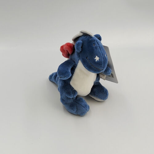 Mini doudou dragon bleu blanc gris rouge étoiles Victor NOUKIE'S - 31003 - Afbeelding 1 van 2