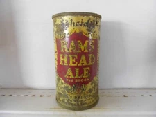 RAMS HEAD ALE OLD STOCK O/I IRTP FLAT TOP BEER CAN~SCHEIDT BRG, NORRISTOWN,PA.
