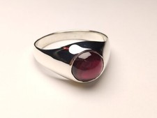 Perfect Classic Natural Garnet 925 Sterling Silver Handmade Signet Men's Ring