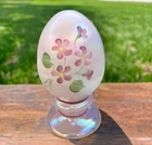 Fenton Glass Iridescent Pink Egg Original Label Hand Painted  Signed Easter Vtg