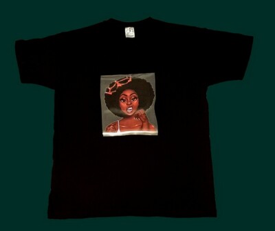 Crown Black Queen Custom IRON ON Black Tee Shirt Women's Size Small
