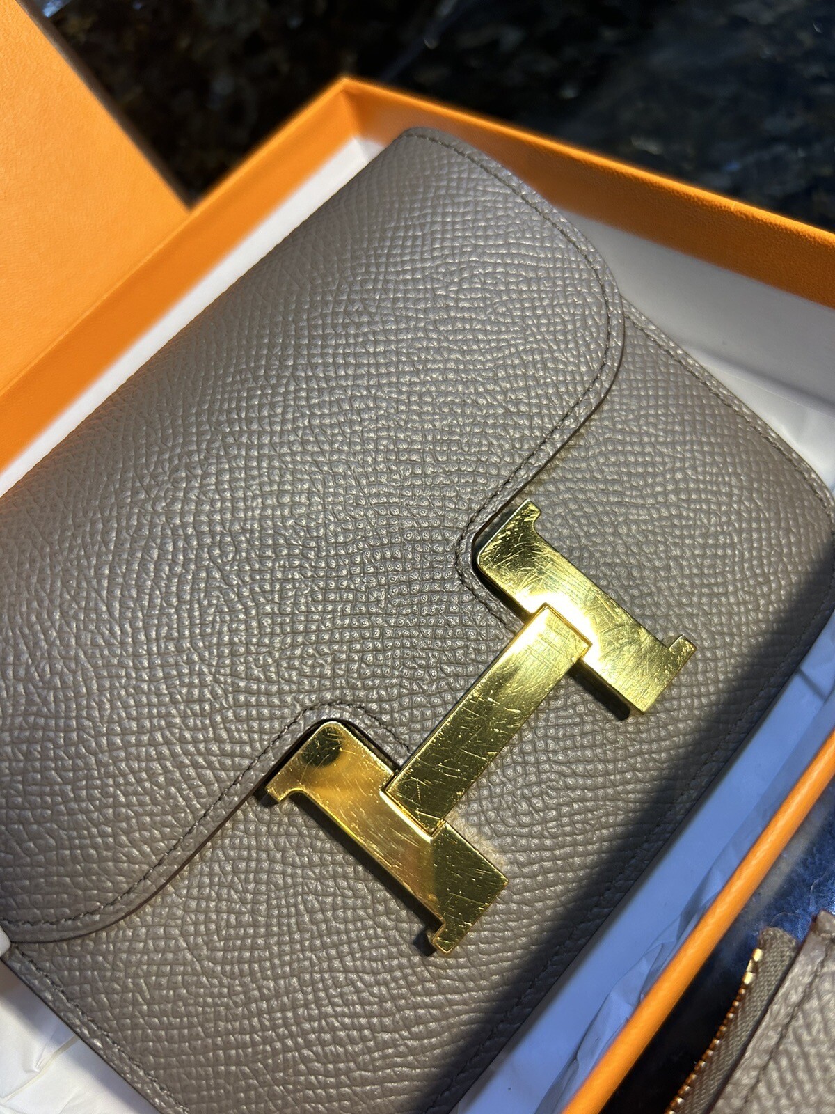 Hermes Constance slim wallet Etain GHW 2021