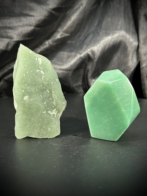 #ad Before And After Green Aventurine Pair Natural And Faceted Freeform 283 grams $63.99