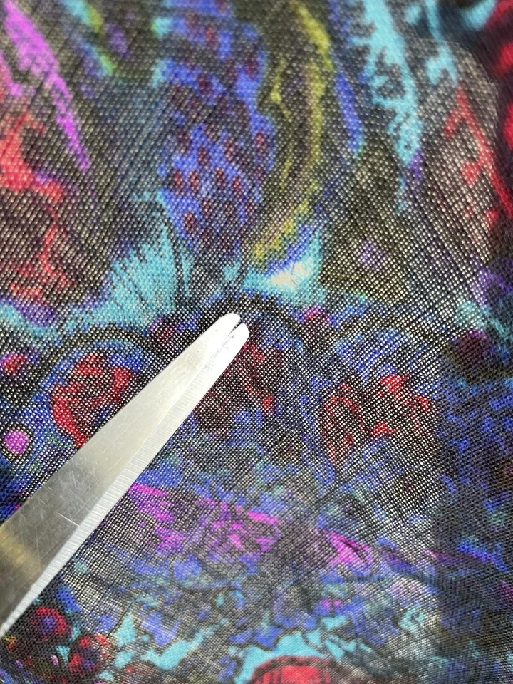 H75# Weill Paris Bufanda Mantón Mezcla Lana Cachemira Floral Multicolor De Colección Foto 4 de 4