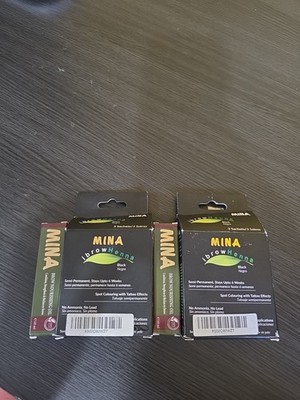 2x Mina ibrow Henna Black Natural Spot Coloring Brow Tinting Powder kit w/oil