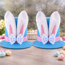 2 x Childrens Easter Bunny Top Hat Rabbit Ears Mad Hatters Tea Party Bonnet